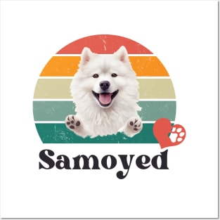 Samoyed retro sunset, perfect for anyone that loves samoyed dogs Posters and Art